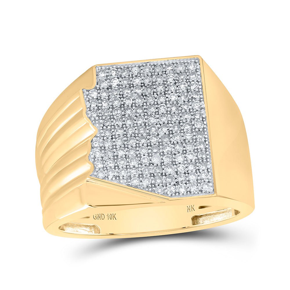 Men's Rings | 10kt Yellow Gold Mens Round Diamond Arizona State Band Ring 5/8 Cttw | Splendid Jewellery GND