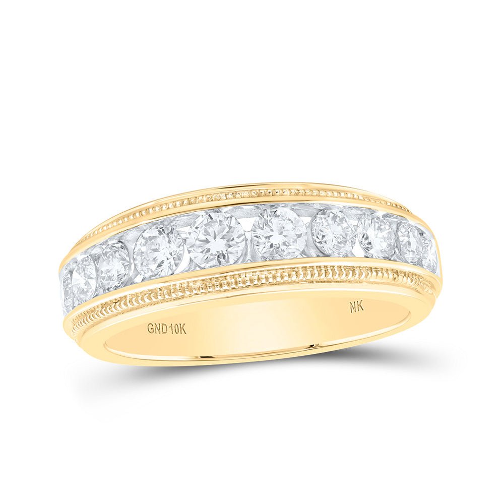 Men's Rings | 10kt Yellow Gold Mens Round Diamond Band Ring 1-1/2 Cttw | Splendid Jewellery GND