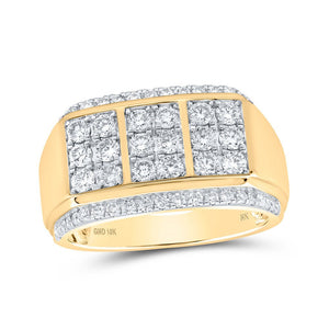 Men's Rings | 10kt Yellow Gold Mens Round Diamond Band Ring 1-1/2 Cttw | Splendid Jewellery GND