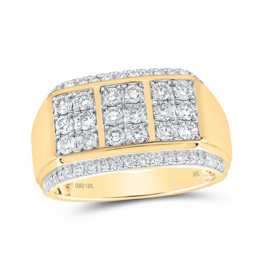 Men's Rings | 10kt Yellow Gold Mens Round Diamond Band Ring 1-1/2 Cttw | Splendid Jewellery GND