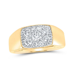 Men's Rings | 10kt Yellow Gold Mens Round Diamond Band Ring 1-1/2 Cttw | Splendid Jewellery GND