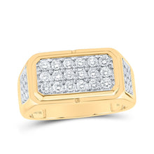 Load image into Gallery viewer, 10kt Yellow Gold Mens Round Diamond Band Ring 1 Cttw | Exquisite Masculine Brilliance Top view from the 10Kt Yellow Gold Mens Round Diamond Band Ring 1 Cttwpin230560 collection by Splendid Jewellery