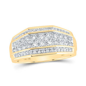 Men's Rings | 10kt Yellow Gold Mens Round Diamond Band Ring 1 Cttw | Splendid Jewellery GND