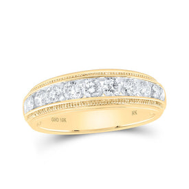 10kt Yellow Gold Diamond Band Ring for Men - 1 Cttw | Splendid Jewellery Top view from the 10Kt Yellow Gold Mens Round Diamond Band Ring 1 Cttwpin230518 collection by Splendid Jewellery