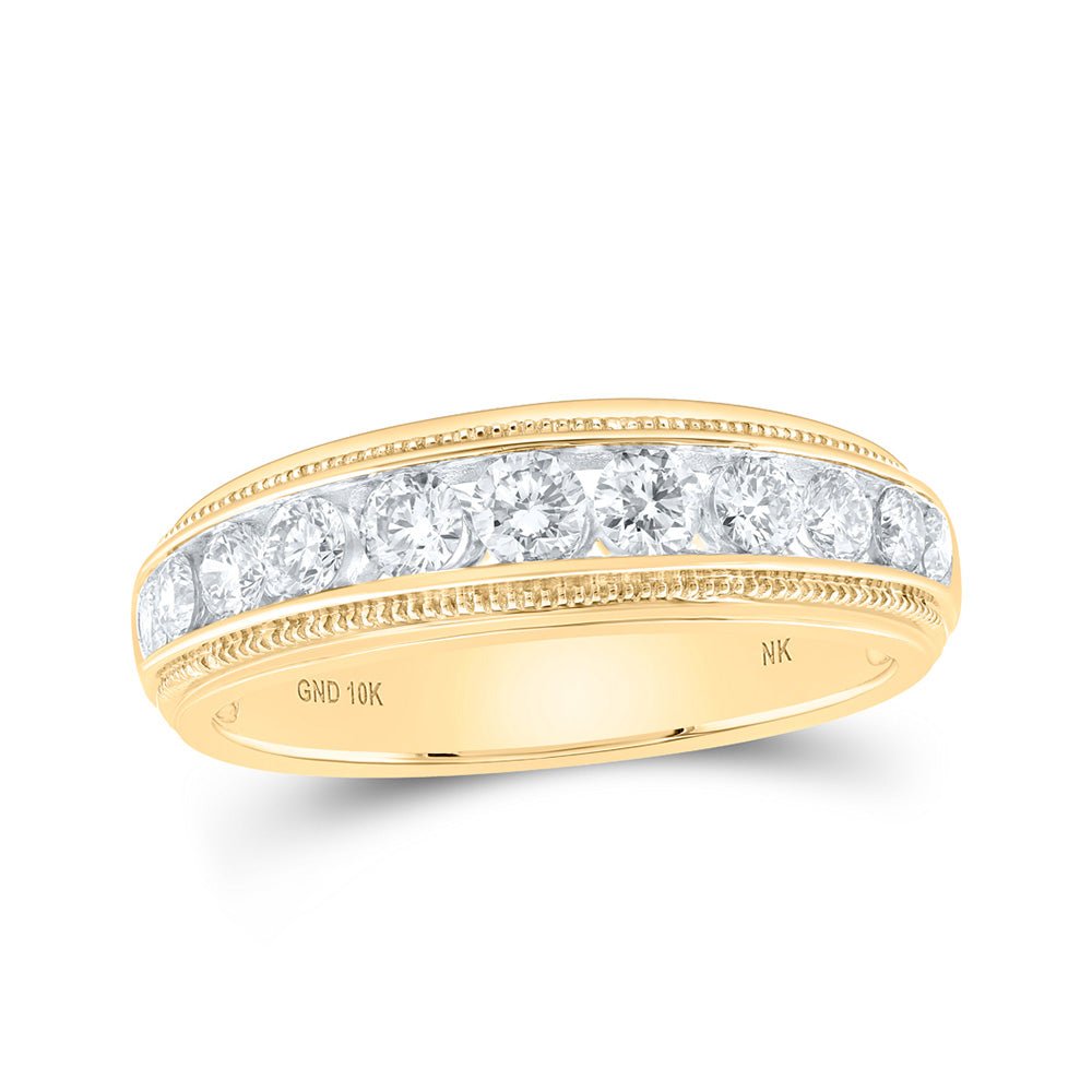 Men's Rings | 10kt Yellow Gold Mens Round Diamond Band Ring 1 Cttw | Splendid Jewellery GND