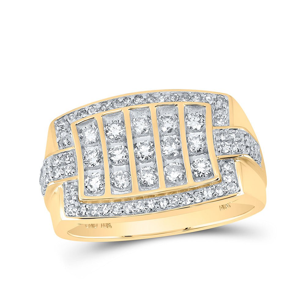 Men's Rings | 10kt Yellow Gold Mens Round Diamond Band Ring 1 Cttw | Splendid Jewellery GND