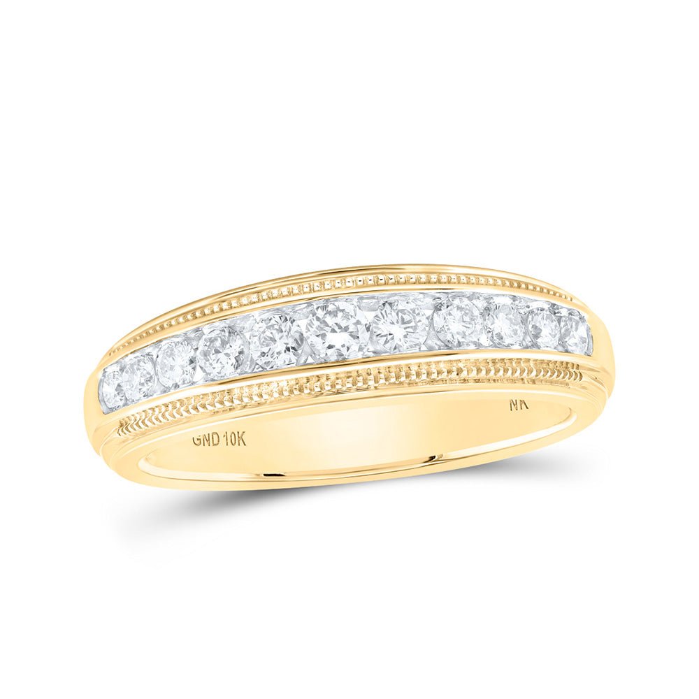 Men's Rings | 10kt Yellow Gold Mens Round Diamond Band Ring 1/2 Cttw | Splendid Jewellery GND