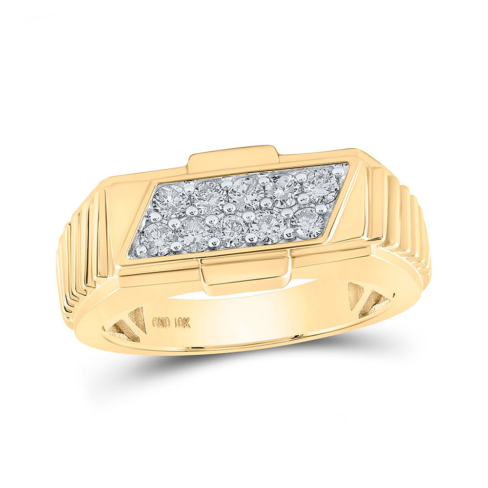 Men's Rings | 10kt Yellow Gold Mens Round Diamond Band Ring 1/2 Cttw | Splendid Jewellery GND