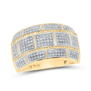 Men's Rings | 10kt Yellow Gold Mens Round Diamond Band Ring 1/2 Cttw | Splendid Jewellery GND