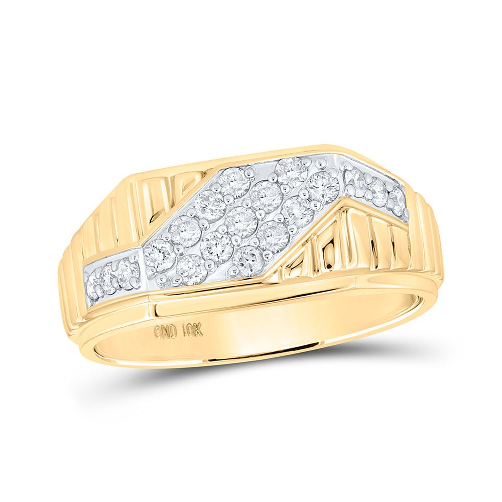 Men's Rings | 10kt Yellow Gold Mens Round Diamond Band Ring 1/2 Cttw | Splendid Jewellery GND