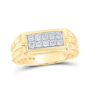 Men's Rings | 10kt Yellow Gold Mens Round Diamond Band Ring 1/2 Cttw | Splendid Jewellery GND