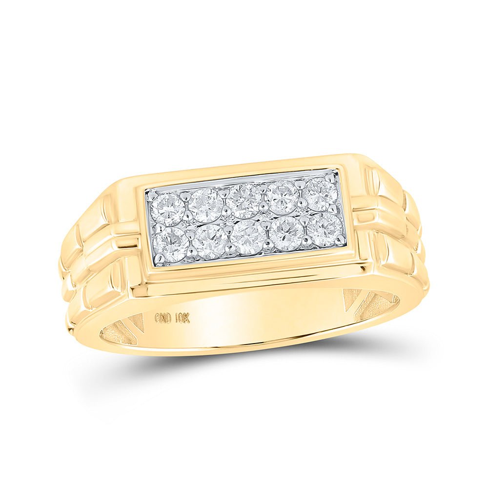 Men's Rings | 10kt Yellow Gold Mens Round Diamond Band Ring 1/2 Cttw | Splendid Jewellery GND