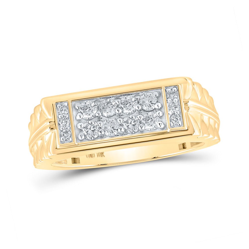 Men's Rings | 10kt Yellow Gold Mens Round Diamond Band Ring 1/2 Cttw | Splendid Jewellery GND