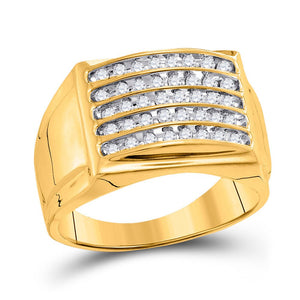 Men's Rings | 10kt Yellow Gold Mens Round Diamond Band Ring 1/2 Cttw | Splendid Jewellery GND