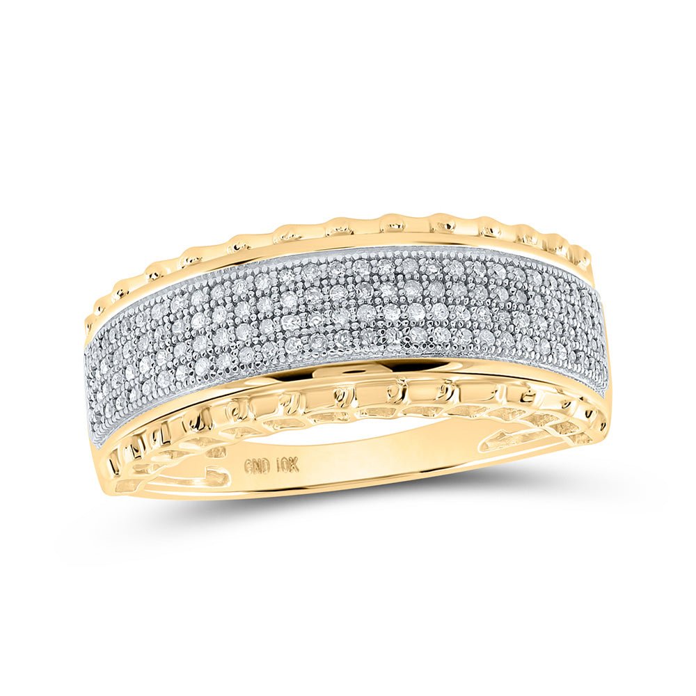 Men's Rings | 10kt Yellow Gold Mens Round Diamond Band Ring 1/3 Cttw | Splendid Jewellery GND
