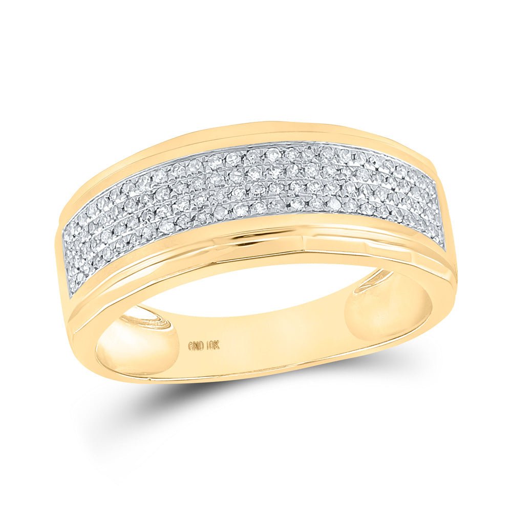 Men's Rings | 10kt Yellow Gold Mens Round Diamond Band Ring 1/3 Cttw | Splendid Jewellery GND