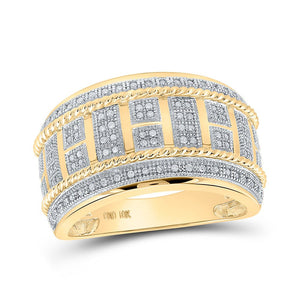 Men's Rings | 10kt Yellow Gold Mens Round Diamond Band Ring 1/3 Cttw | Splendid Jewellery GND