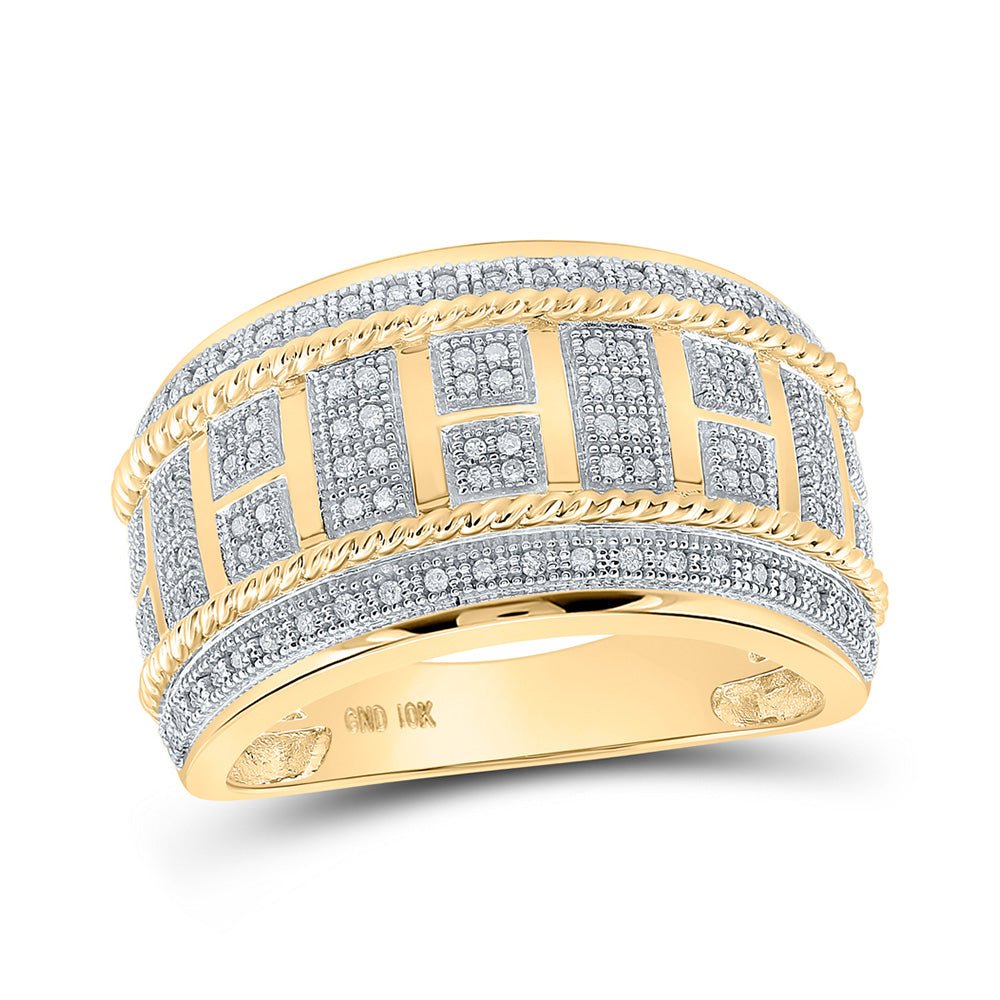 Men's Rings | 10kt Yellow Gold Mens Round Diamond Band Ring 1/3 Cttw | Splendid Jewellery GND