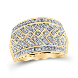 10kt Yellow Gold Men's Round Diamond Band Ring - Exquisite Brilliance Top view from the 10Kt Yellow Gold Mens Round Diamond Band Ring 1 3 Cttwpin215221 collection by Splendid Jewellery