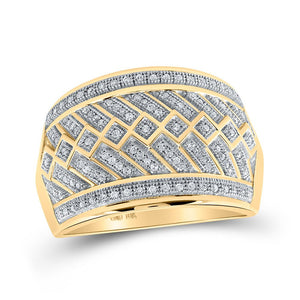 Men's Rings | 10kt Yellow Gold Mens Round Diamond Band Ring 1/3 Cttw | Splendid Jewellery GND