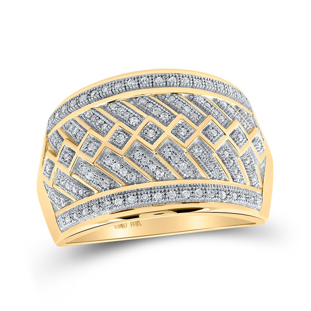 Men's Rings | 10kt Yellow Gold Mens Round Diamond Band Ring 1/3 Cttw | Splendid Jewellery GND