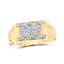 Load image into Gallery viewer, 10kt Yellow Gold Mens Round Diamond Band Ring 1/4 Cttw | Luxurious Elegance Top view from the 10Kt Yellow Gold Mens Round Diamond Band Ring 1 4 Cttwpin219602 collection by Splendid Jewellery