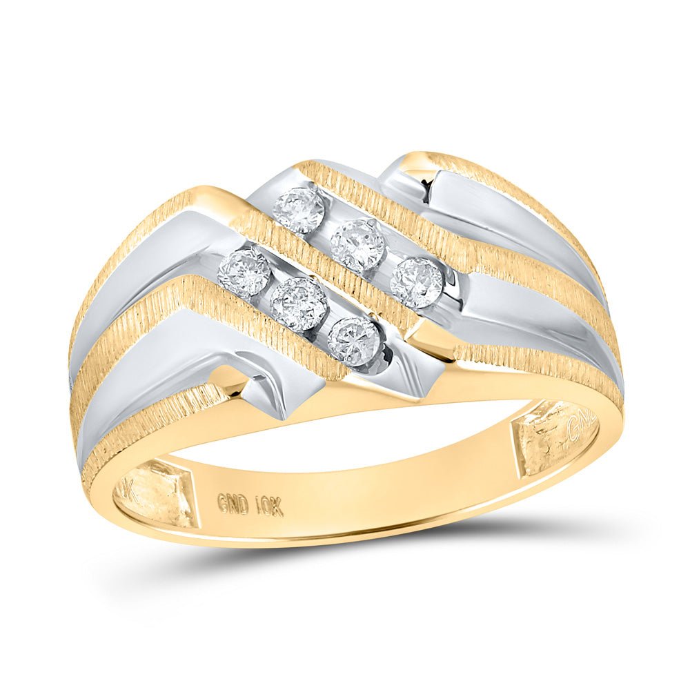 Men's Rings | 10kt Yellow Gold Mens Round Diamond Band Ring 1/4 Cttw | Splendid Jewellery GND