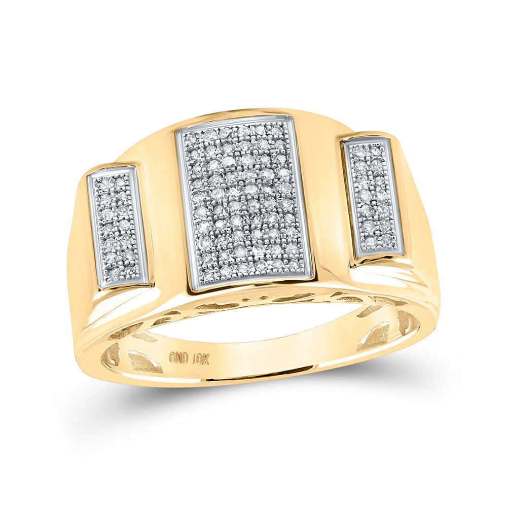 Men's Rings | 10kt Yellow Gold Mens Round Diamond Band Ring 1/4 Cttw | Splendid Jewellery GND