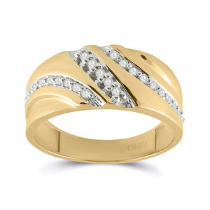 Men's Rings | 10kt Yellow Gold Mens Round Diamond Band Ring 1/4 Cttw | Splendid Jewellery GND