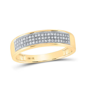 Men's Rings | 10kt Yellow Gold Mens Round Diamond Band Ring 1/5 Cttw | Splendid Jewellery GND