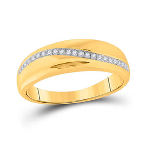 Men's Rings | 10kt Yellow Gold Mens Round Diamond Band Ring 1/6 Cttw | Splendid Jewellery GND