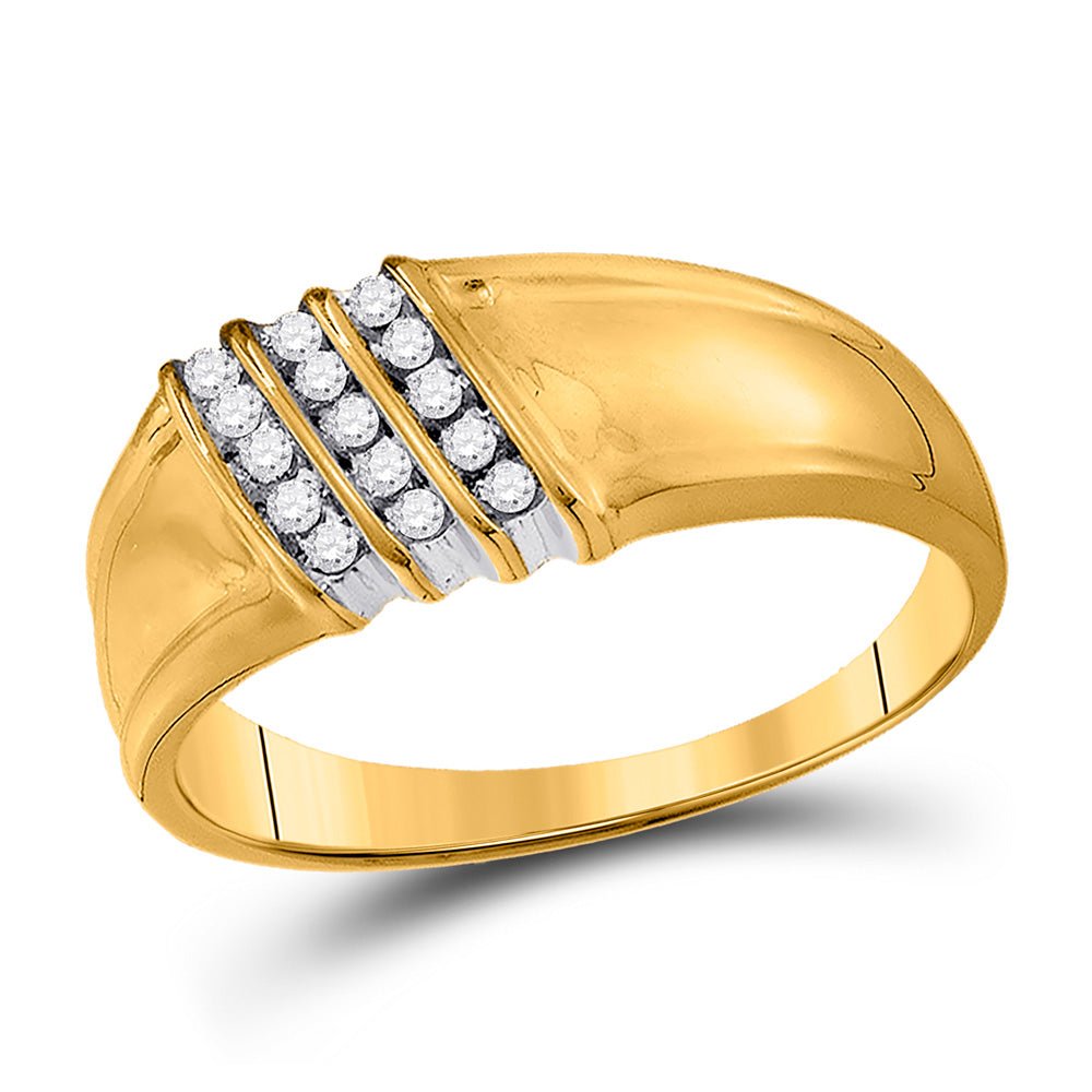 Men's Rings | 10kt Yellow Gold Mens Round Diamond Band Ring 1/6 Cttw | Splendid Jewellery GND