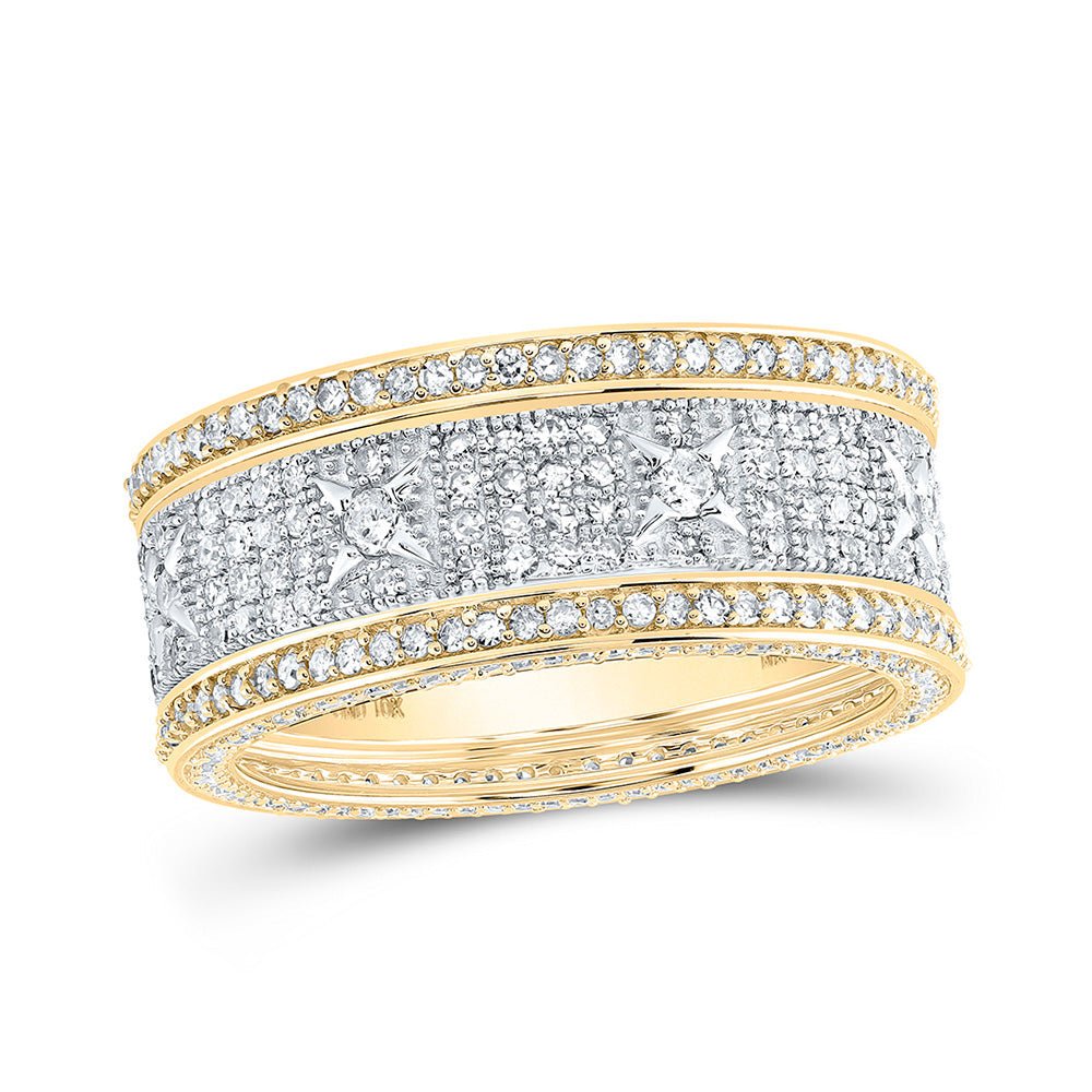 Men's Rings | 10kt Yellow Gold Mens Round Diamond Band Ring 2-1/4 Cttw | Splendid Jewellery GND