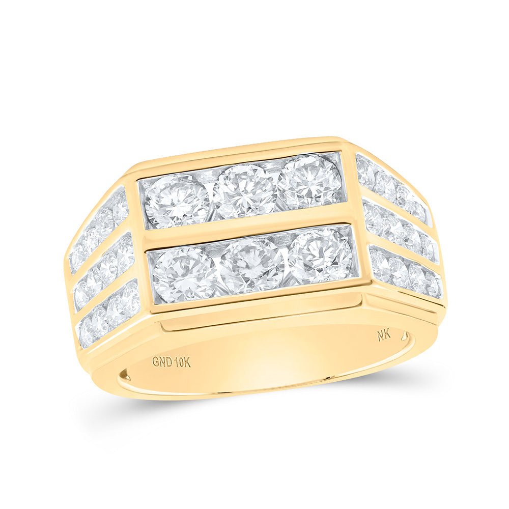 Men's Rings | 10kt Yellow Gold Mens Round Diamond Band Ring 2-7/8 Cttw | Splendid Jewellery GND