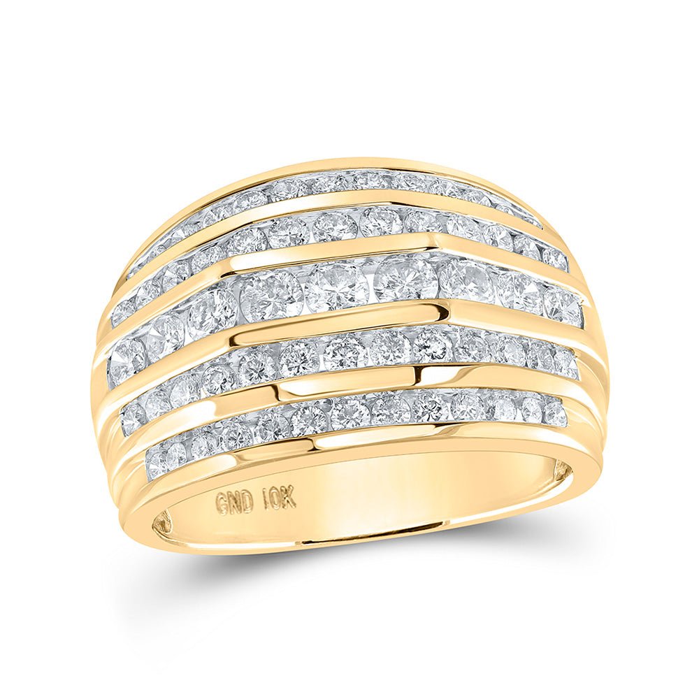 Men's Rings | 10kt Yellow Gold Mens Round Diamond Band Ring 2 Cttw | Splendid Jewellery GND