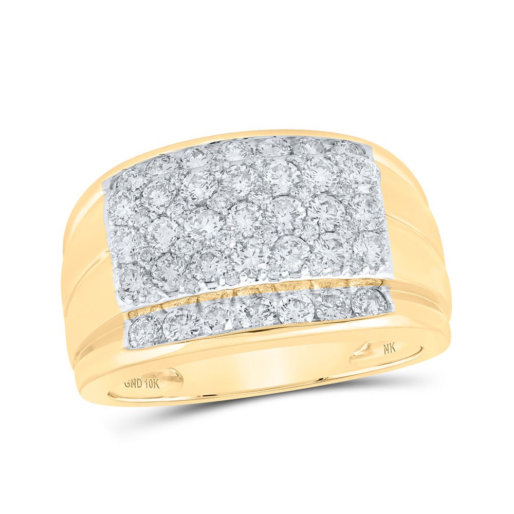 Men's Rings | 10kt Yellow Gold Mens Round Diamond Band Ring 2 Cttw | Splendid Jewellery GND