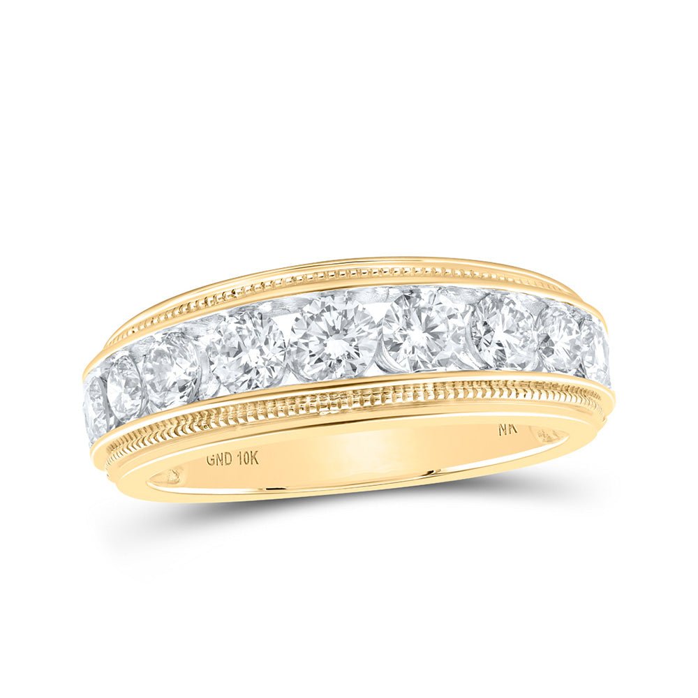 Men's Rings | 10kt Yellow Gold Mens Round Diamond Band Ring 2 Cttw | Splendid Jewellery GND