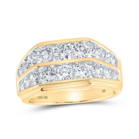 10kt Yellow Gold Mens Round Diamond Band Ring - Exquisite Brilliance Top view from the 10Kt Yellow Gold Mens Round Diamond Band Ring 3 Cttwpin216519 collection by Splendid Jewellery