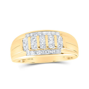 Men's Rings | 10kt Yellow Gold Mens Round Diamond Band Ring 3/4 Cttw | Splendid Jewellery GND