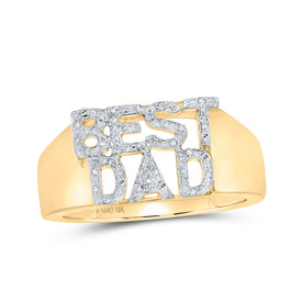 10kt Yellow Gold Mens Round Diamond BEST DAD Band Ring 1/10 Cttw | Splendid Jewellery Top view from the 10Kt Yellow Gold Mens Round Diamond Best Dad Band Ring 1 10 Cttwpin232166 collection by Splendid Jewellery