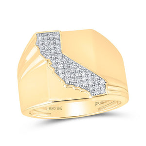 Men's Rings | 10kt Yellow Gold Mens Round Diamond California Cluster Ring 1/4 Cttw | Splendid Jewellery GND