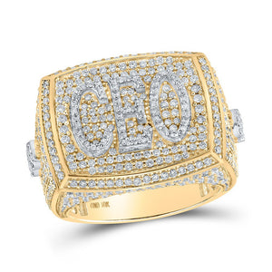 Men's Rings | 10kt Yellow Gold Mens Round Diamond CEO Big Look Ring 2-7/8 Cttw | Splendid Jewellery GND