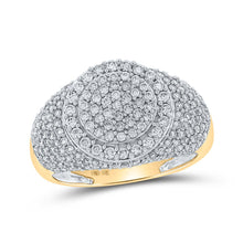 Load image into Gallery viewer, 10kt Yellow Gold Men&#39;s Round Diamond Circle Cluster Ring - 1-3/4 Cttw | Splendid Jewellery Top view from the 10Kt Yellow Gold Mens Round Diamond Circle Cluster Ring 1 3 4 Cttwpin212491 collection by Splendid Jewellery