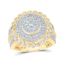 Load image into Gallery viewer, 10kt Yellow Gold Men&#39;s Round Diamond Circle Cluster Ring - A Dazzling Statement Piece! Top view from the 10Kt Yellow Gold Mens Round Diamond Circle Cluster Ring 2 5 8 Cttwpin211276 collection by Splendid Jewellery