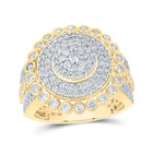 10kt Yellow Gold Men's Round Diamond Circle Cluster Ring - A Dazzling Statement Piece! Top view from the 10Kt Yellow Gold Mens Round Diamond Circle Cluster Ring 2 5 8 Cttwpin211276 collection by Splendid Jewellery