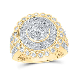 10kt Yellow Gold Men's Round Diamond Circle Cluster Ring - A Dazzling Statement Piece! Top view from the 10Kt Yellow Gold Mens Round Diamond Circle Cluster Ring 2 5 8 Cttwpin211276 collection by Splendid Jewellery