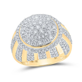 10kt Yellow Gold Men's Round Diamond Circle Cluster Ring - 3 Cttw | Splendid Jewellery Top view from the 10Kt Yellow Gold Mens Round Diamond Circle Cluster Ring 3 Cttwpin211274 collection by Splendid Jewellery