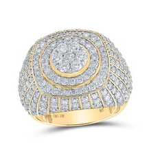 Load image into Gallery viewer, 10kt Yellow Gold Men&#39;s Round Diamond Cluster Circle Ring - 4 Cttw | Splendid Jewellery Top view from the 10Kt Yellow Gold Mens Round Diamond Circle Cluster Ring 4 Cttwpin211277 collection by Splendid Jewellery