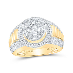 Men's Rings | 10kt Yellow Gold Mens Round Diamond Circle Ring 1-5/8 Cttw | Splendid Jewellery GND