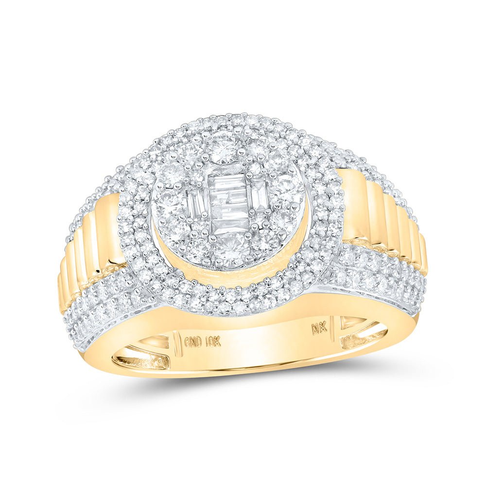 Men's Rings | 10kt Yellow Gold Mens Round Diamond Circle Ring 1-5/8 Cttw | Splendid Jewellery GND